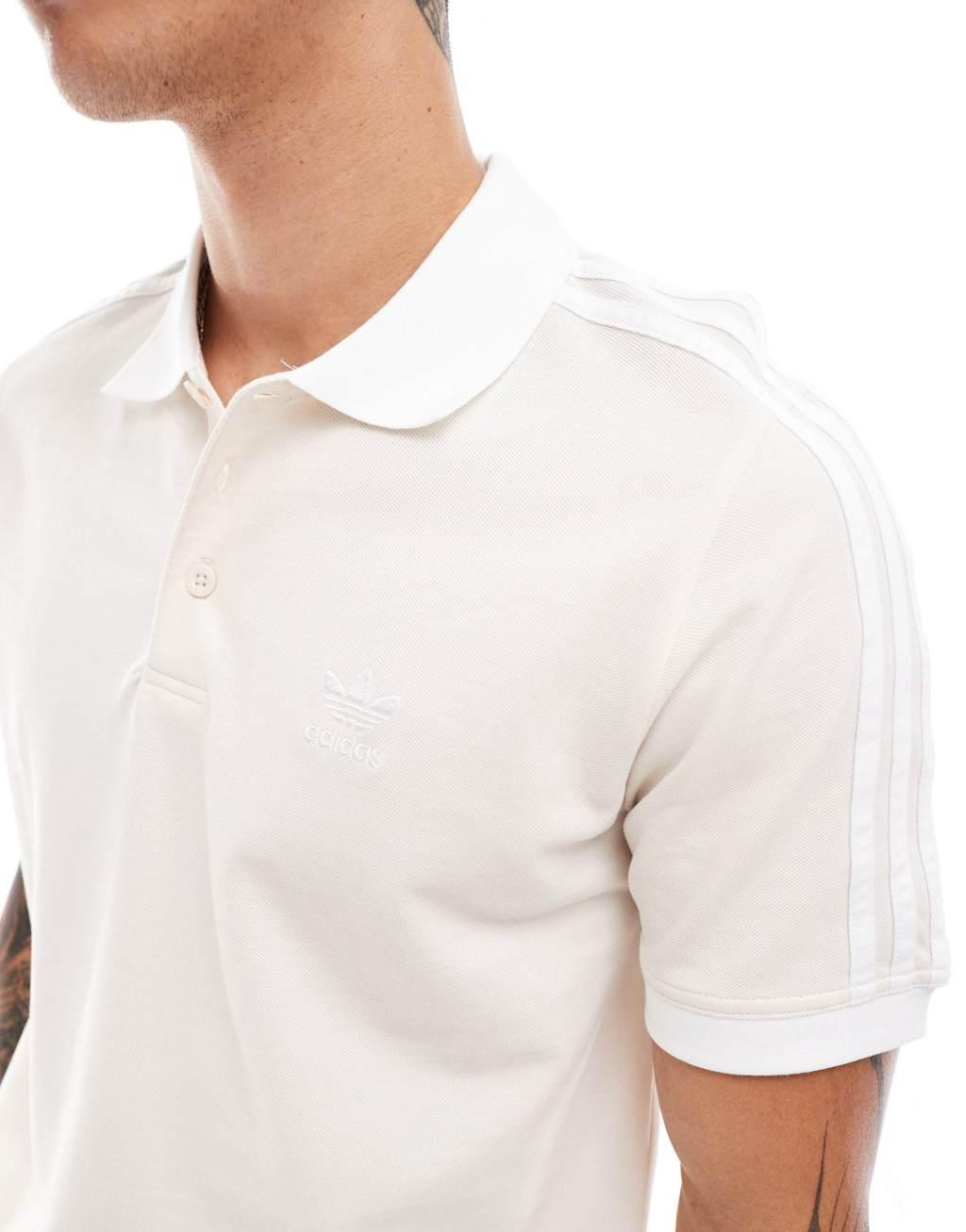 adidas Originals adicolor 3 stripe t-shirt in off white Product Image