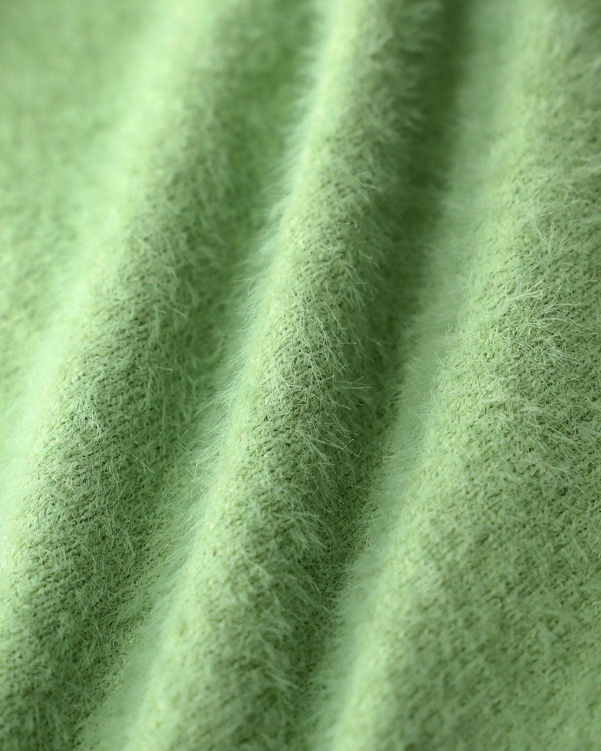 Green Square Neck Cropped Knit Tee Product Image