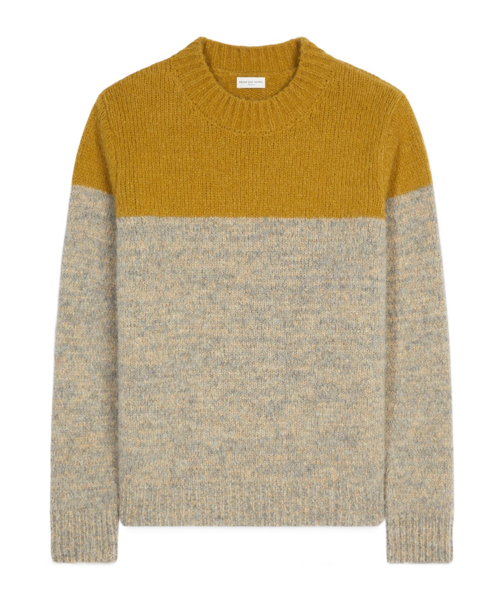 DRIES VAN NOTEN Colour-block Merino-wool Jumper In Nude Product Image