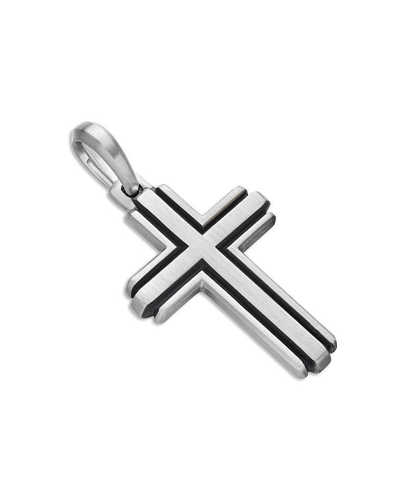 Mens Deco Cross Pendant in Silver, 34mm Product Image