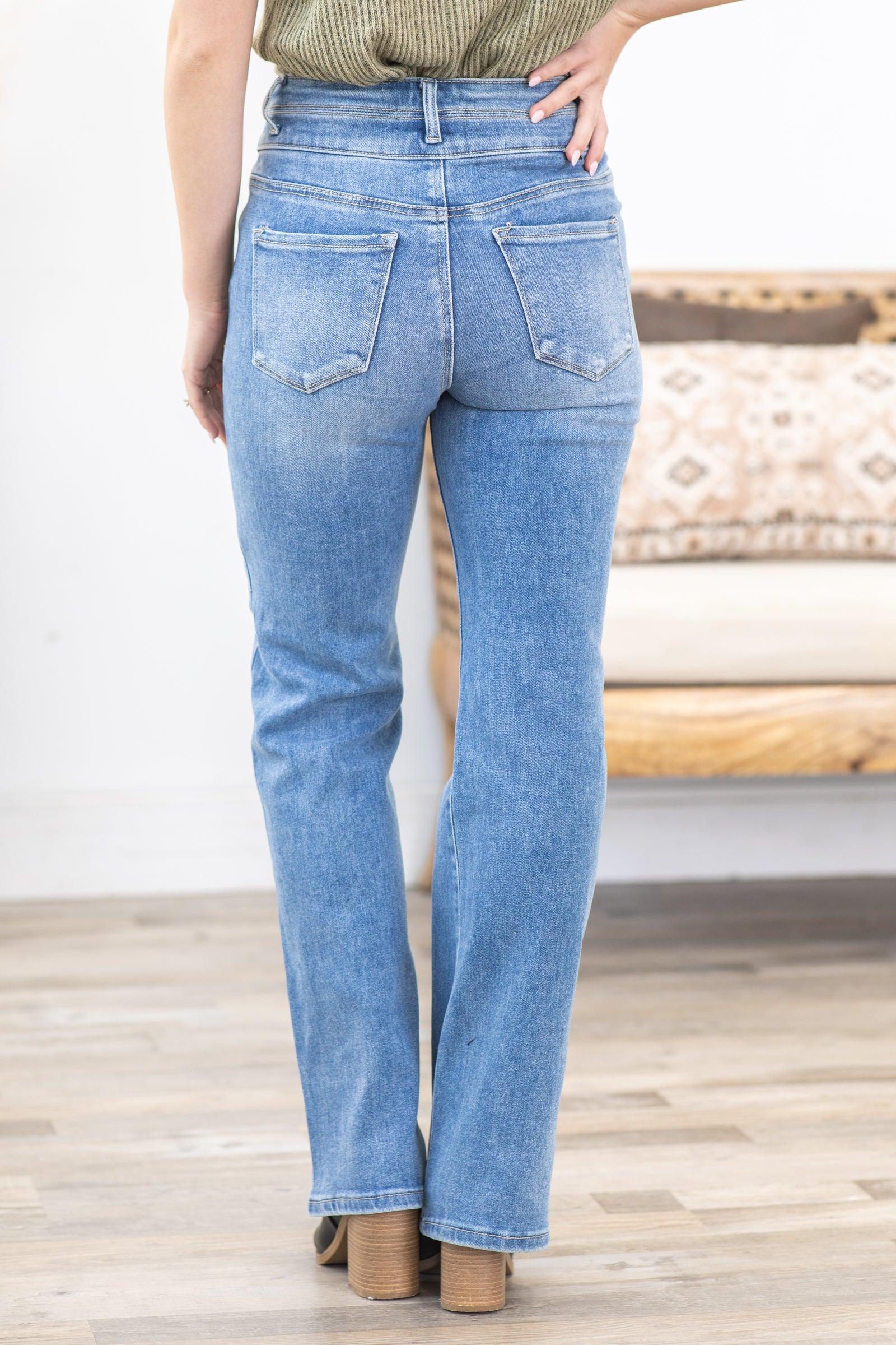 Risen Medium Wash Ankle Straight Jeans Product Image