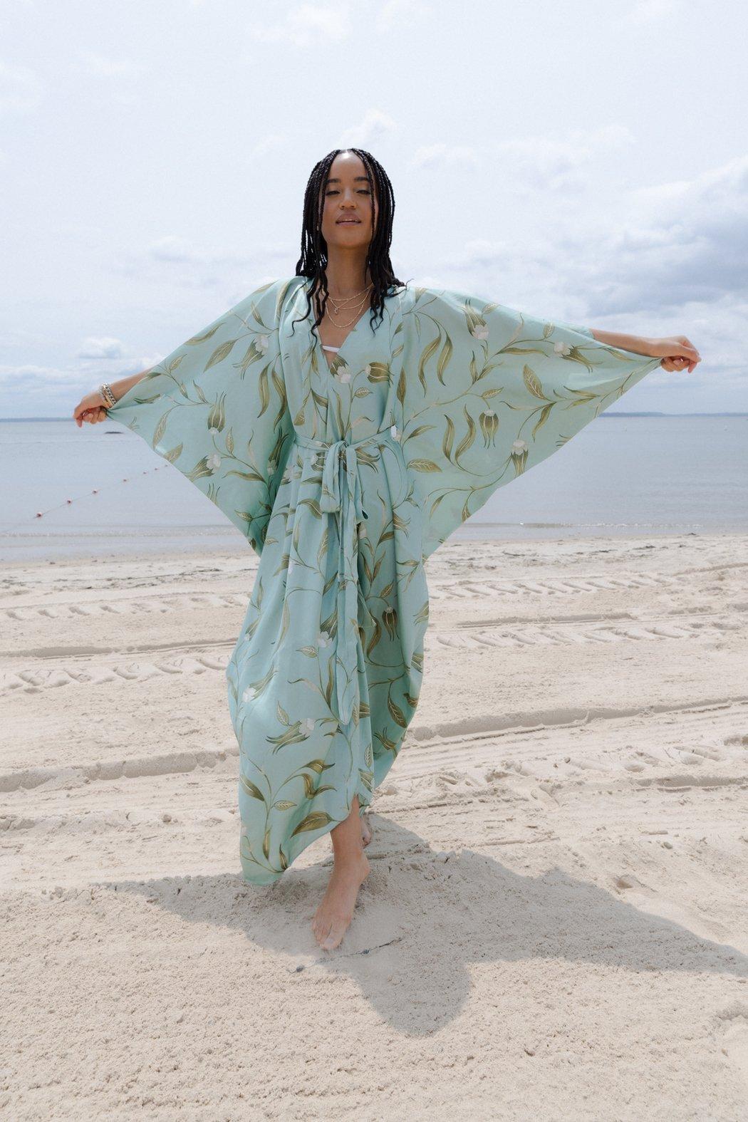 Satin Kaftan Tie-Front Maxi Product Image