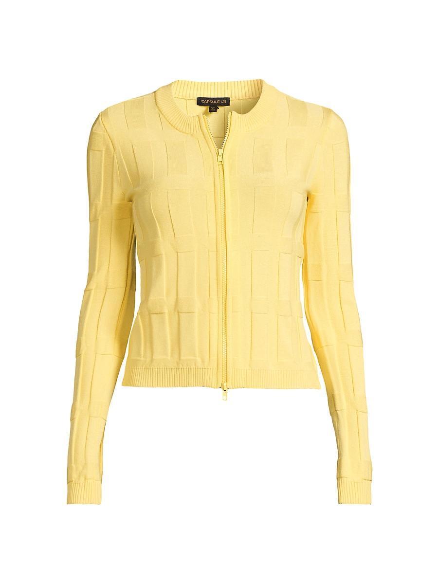 Womens The Aura Grid Embossed Front-Zip Sweater Product Image