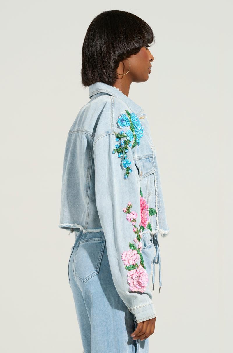 GARDEN OF EDEN EMBELLISHED DENIM JACKET Product Image