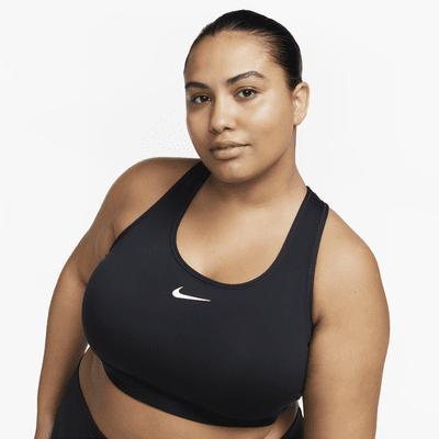 Plus Size Nike Swoosh Medium Padded Sports Bra, Women's, Size: 1XL, Black Product Image