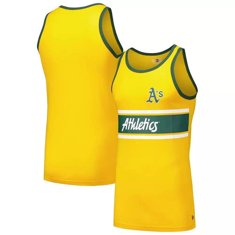 Men's New Era Gold Oakland Athletics Jersey Ringer Tank Top, Size: Large Product Image