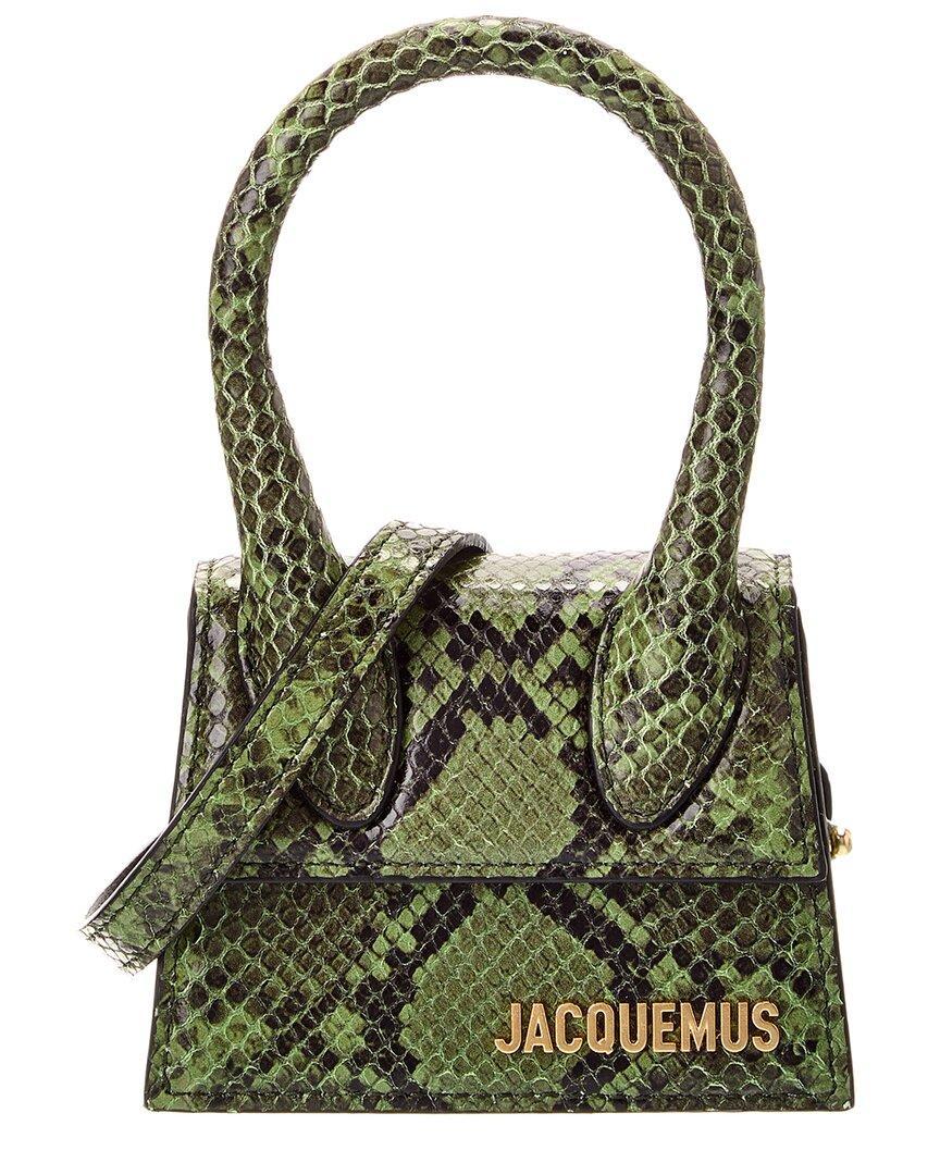 JACQUEMUS Le Chiquito Mini Python-embossed Leather Clutch In Green Product Image