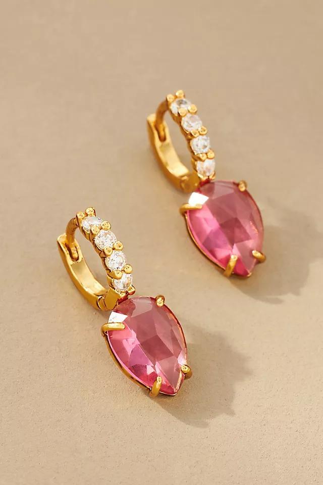 Crystal Hoop Stone Pendant Earrings Product Image