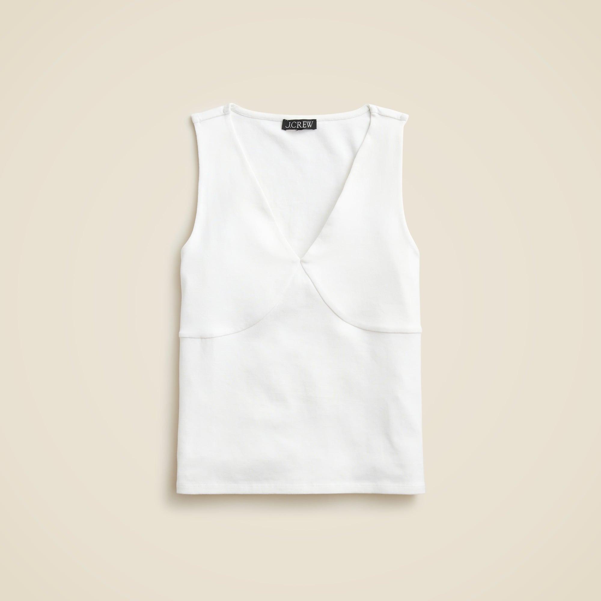 Stretch cotton-blend V-neck top Product Image