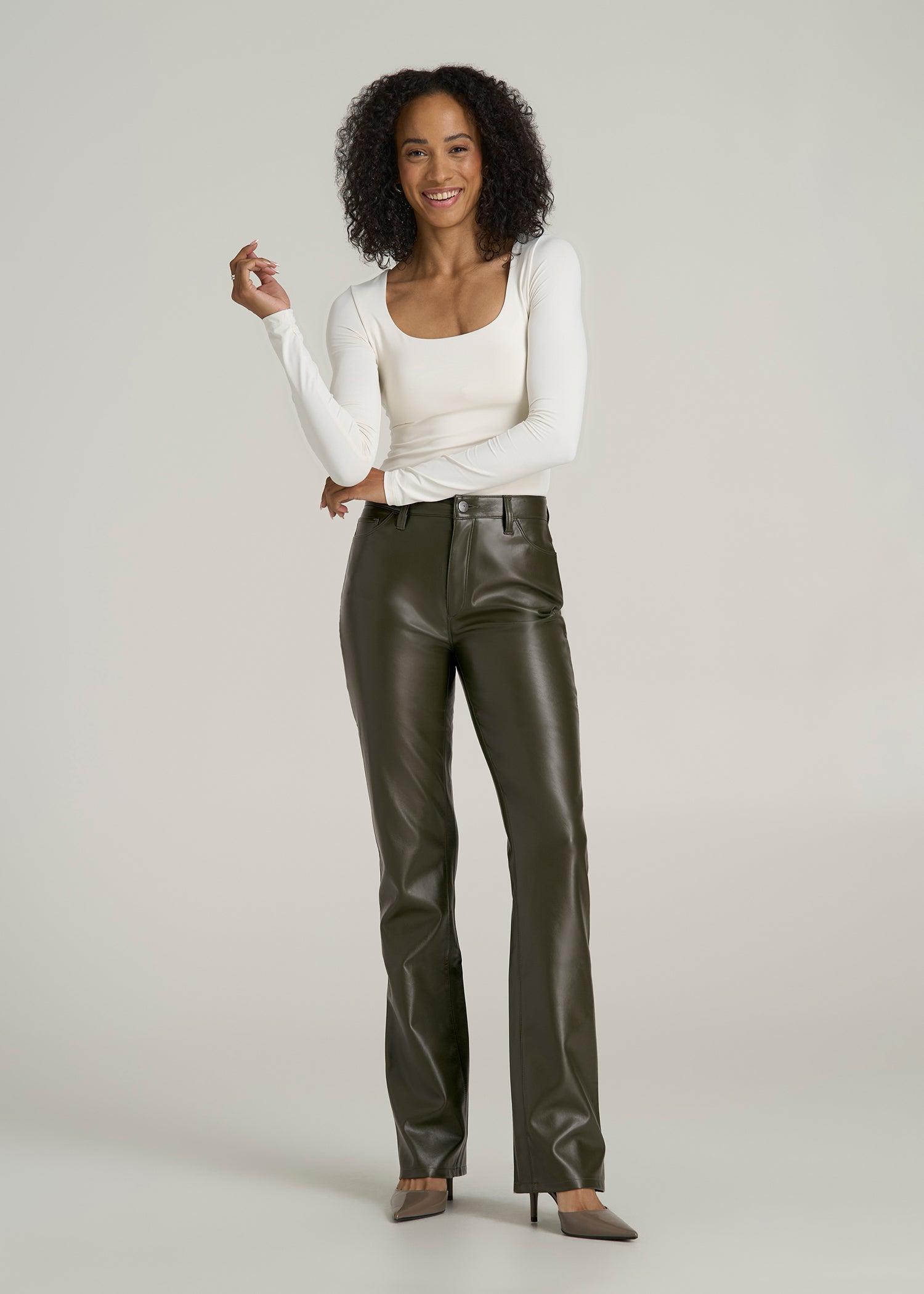 True Touch Leather Straight Leg Pants for Tall Women in Forest Night Female Product Image