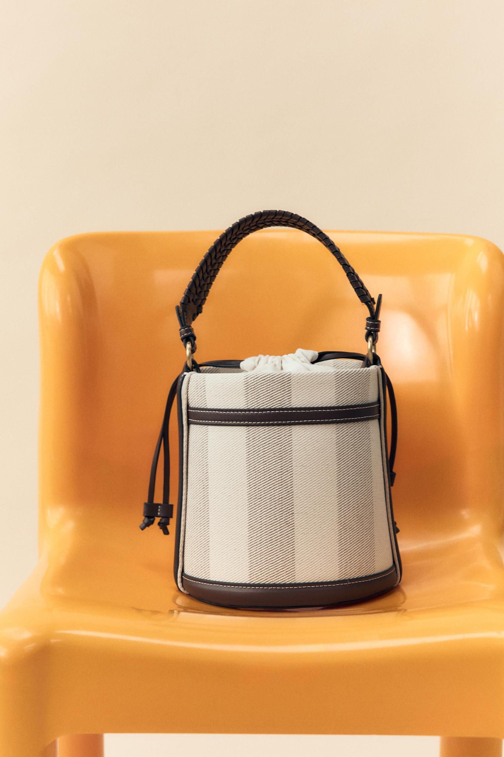 STRIPED CANVAS BUCKET BAG Product Image
