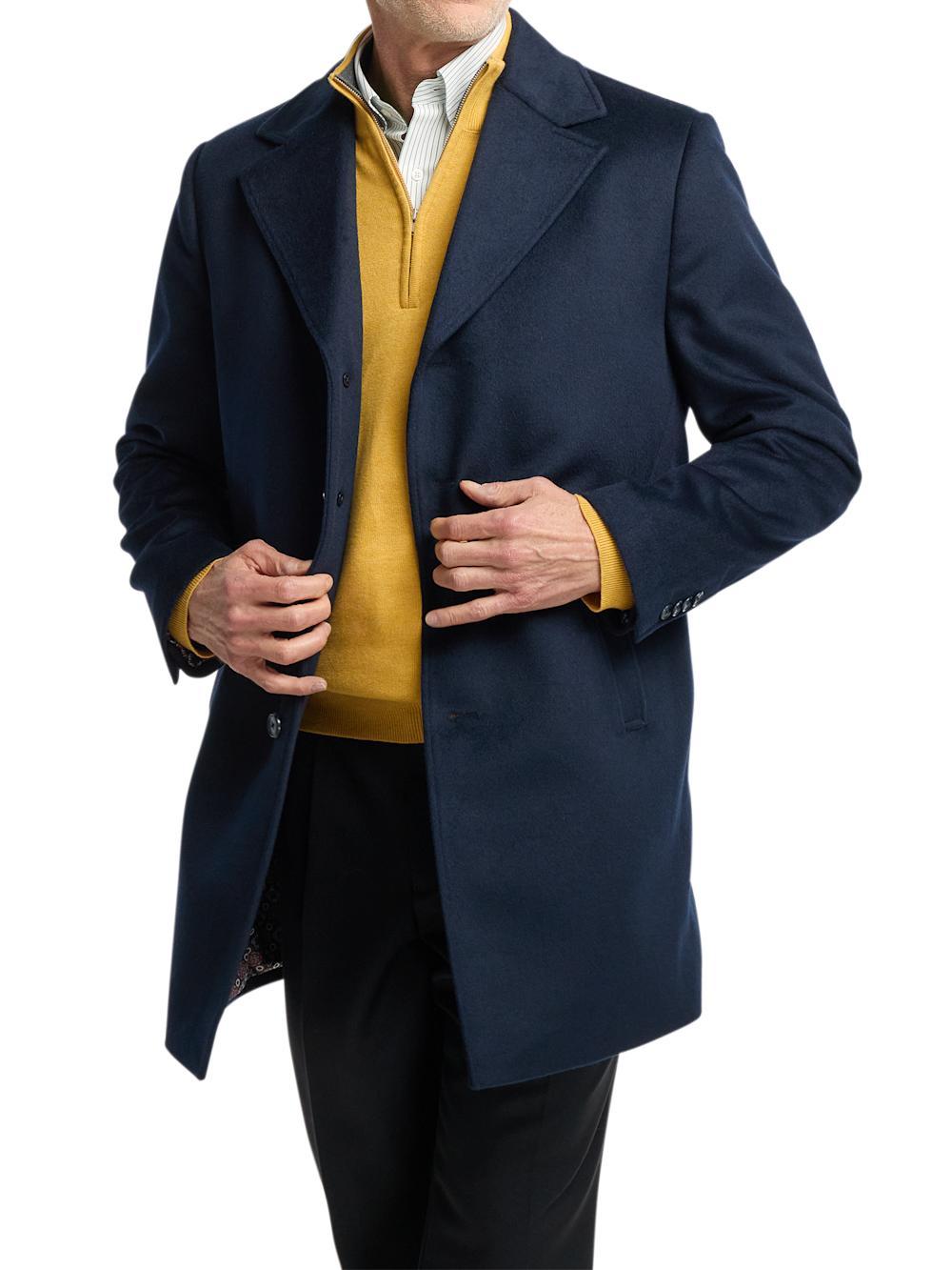 Wool Blend Topcoat - Navy Product Image