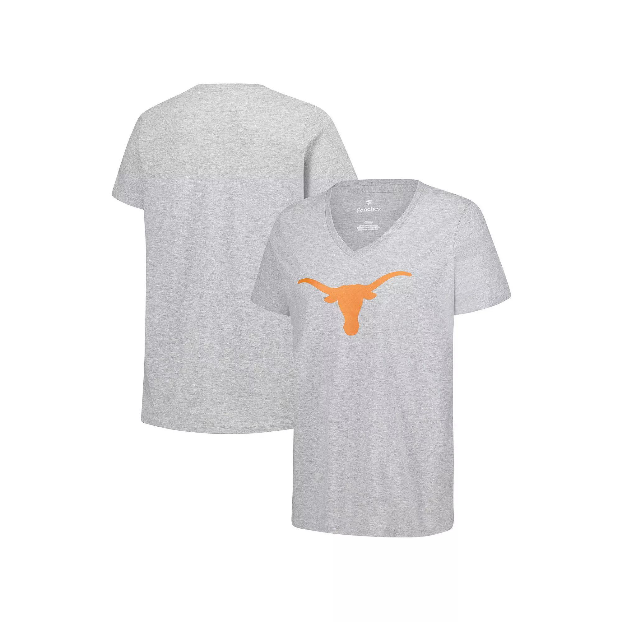 Women's Fanatics Gray Texas Longhorns Primary Logo V-Neck T-Shirt, Size: XL, Grey Product Image