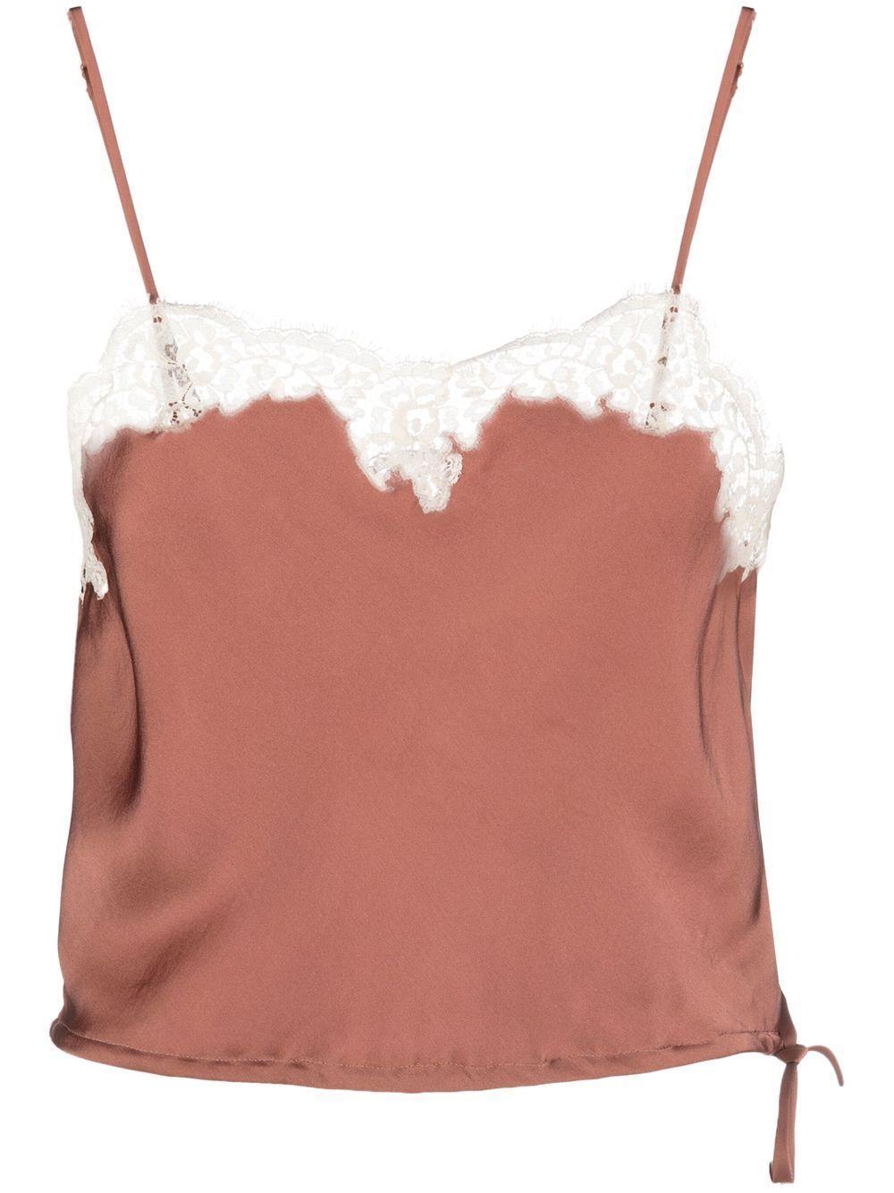 SAINT LAURENT Lace-trim Camisole Top In Brown Product Image