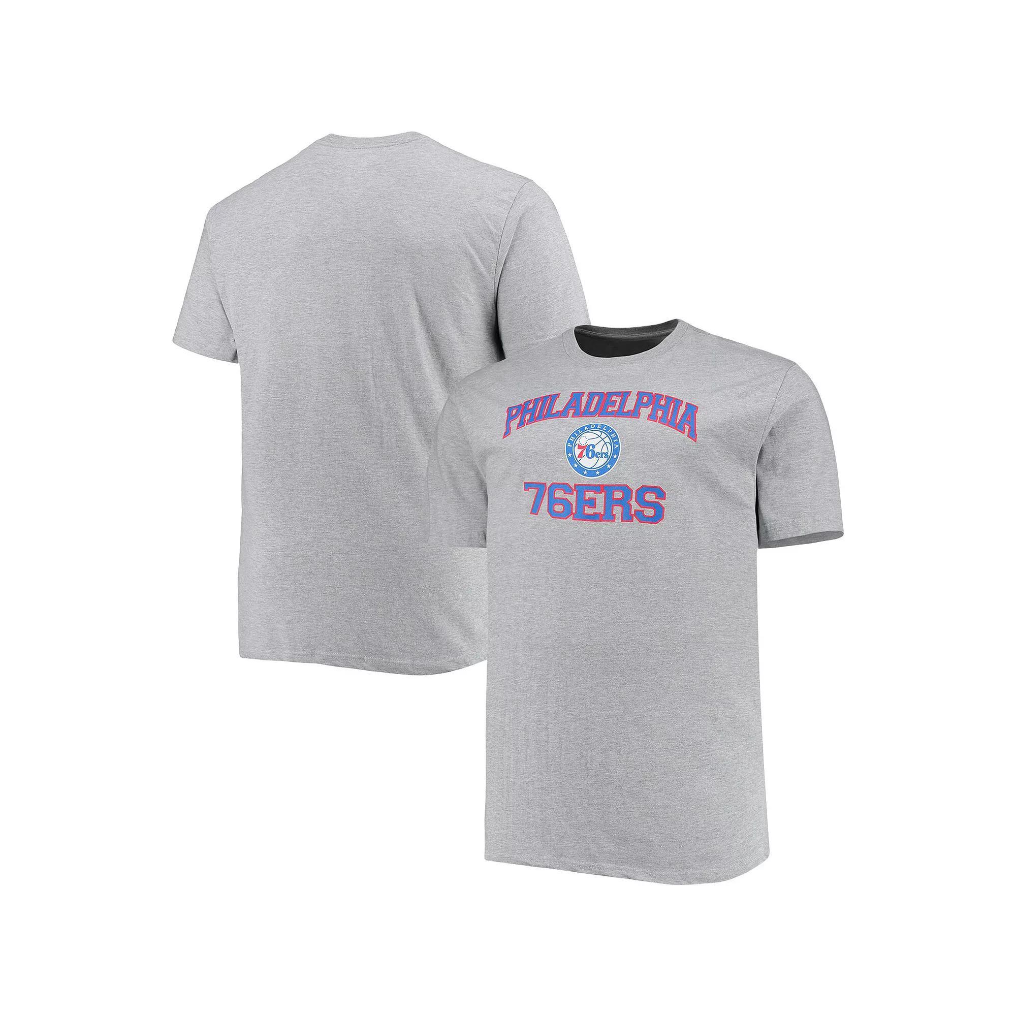 Men's Heathered Gray Philadelphia 76ers Big & Tall Heart & Soul T-Shirt,  Product Image