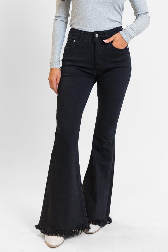 Maren Black Wash Stretchy Flare Jeans Product Image