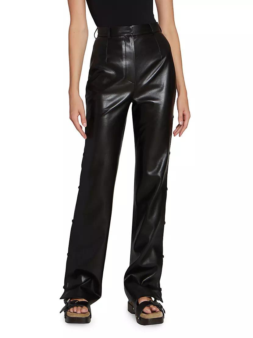 Felina Faux Leather Side-Button Pants Product Image