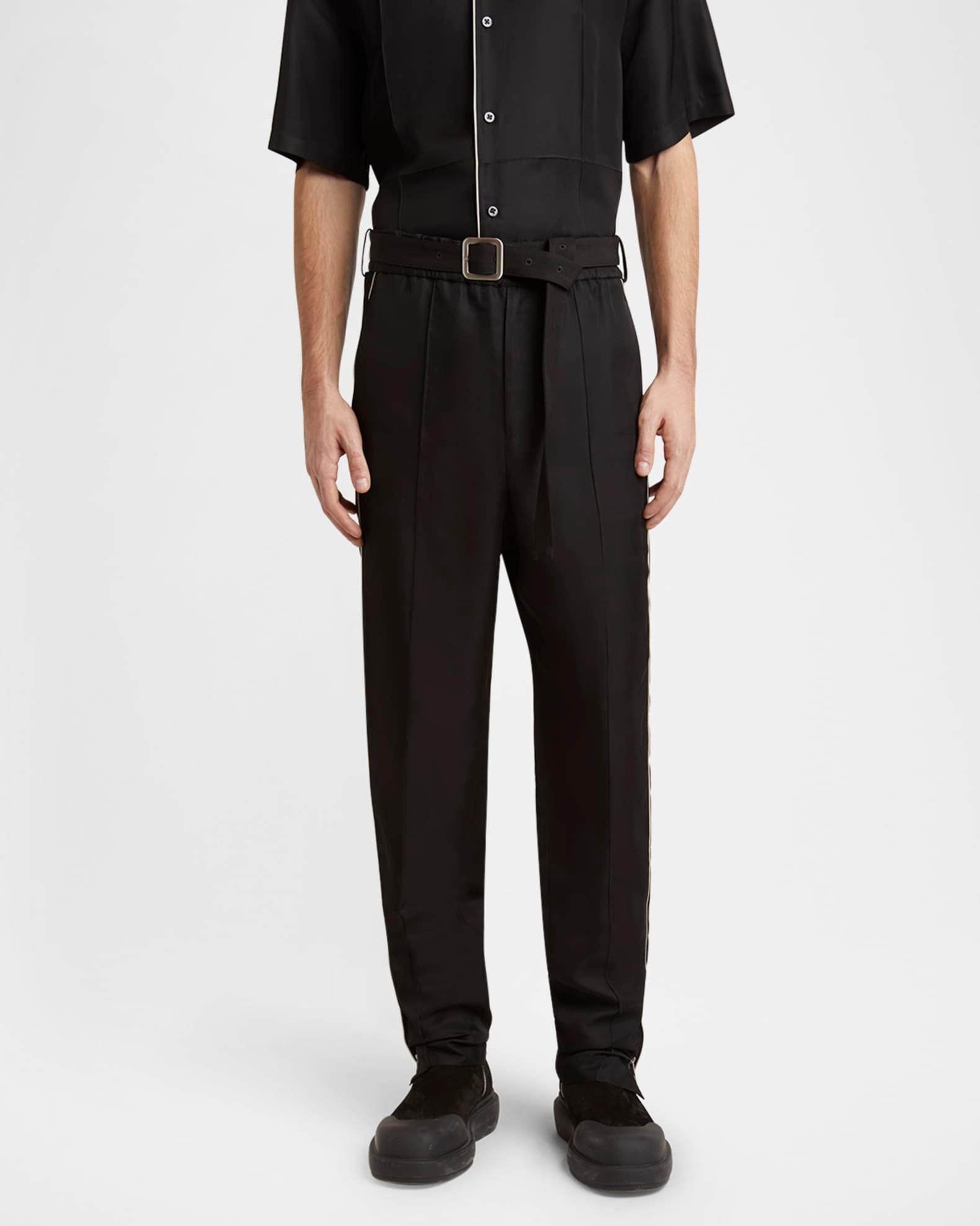 Men's Relaxed-Fit Trousers with Piping Product Image