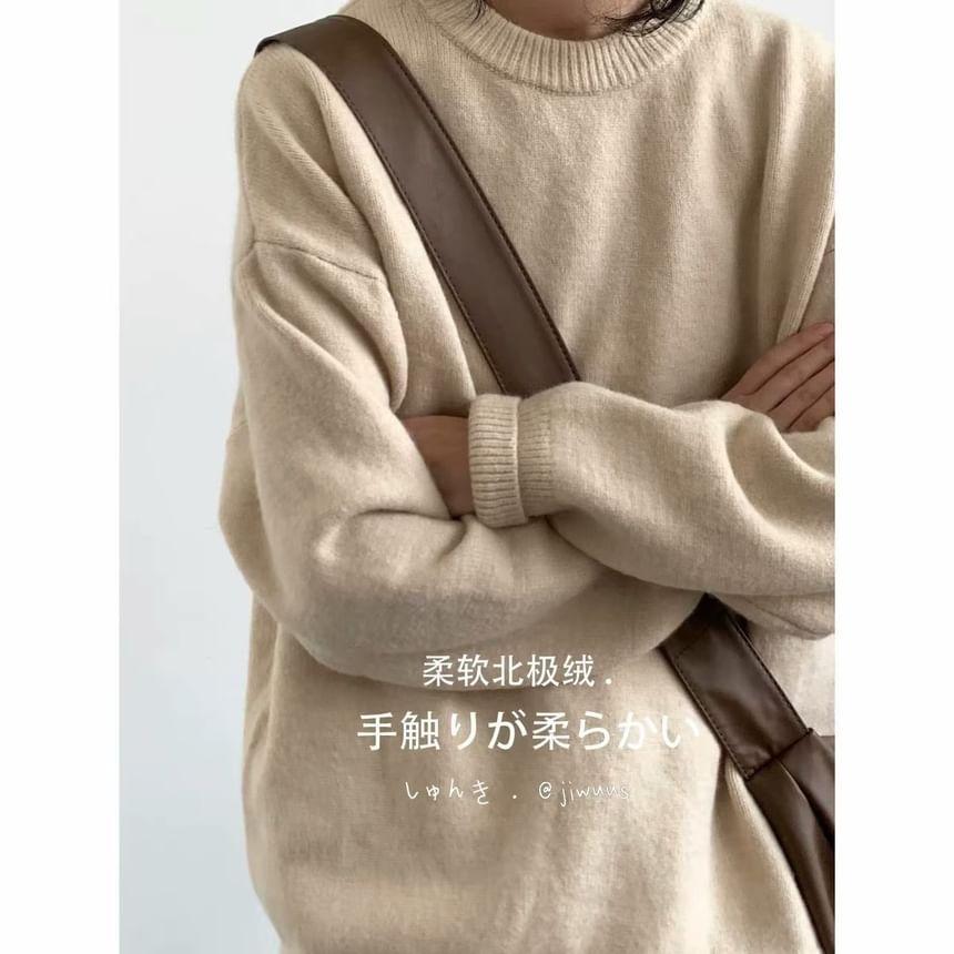 Crew Neck Plain Sweater Product Image