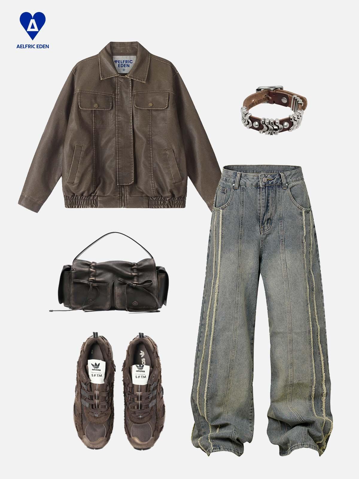 Aelfric Eden Multi-Pocket Faux Leather Jacket Product Image