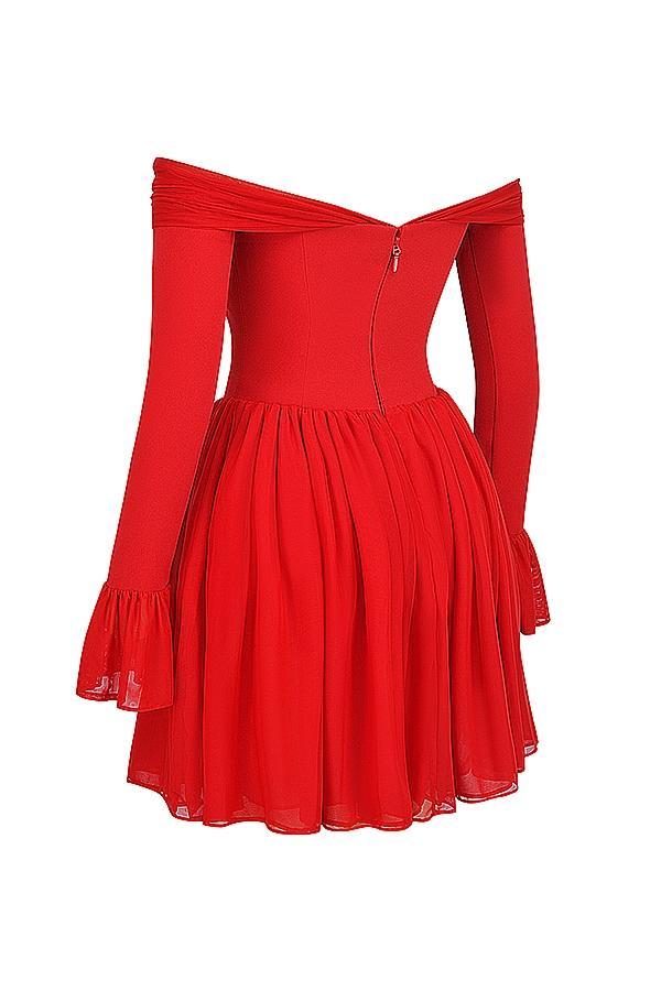 Alana Scarlet Off Shoulder Dress Product Image