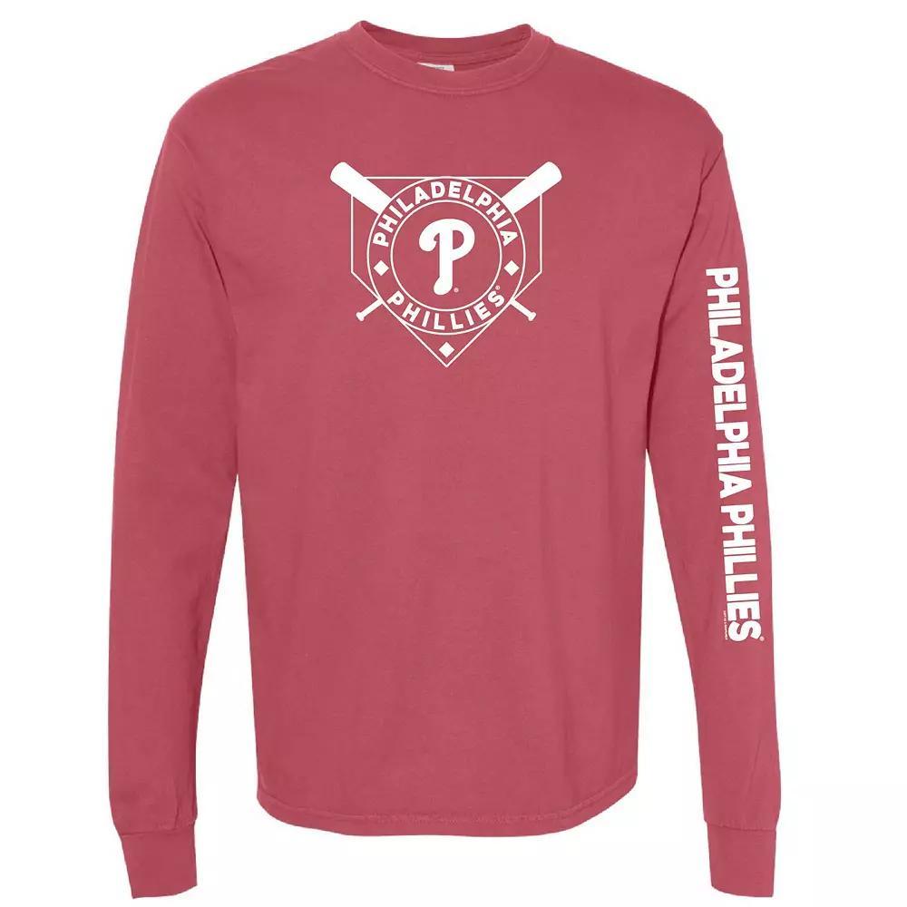 Women's Soft as a Grape Red Philadelphia Phillies Pigment Dye Long Sleeve T-Shirt, Size: Medium Product Image