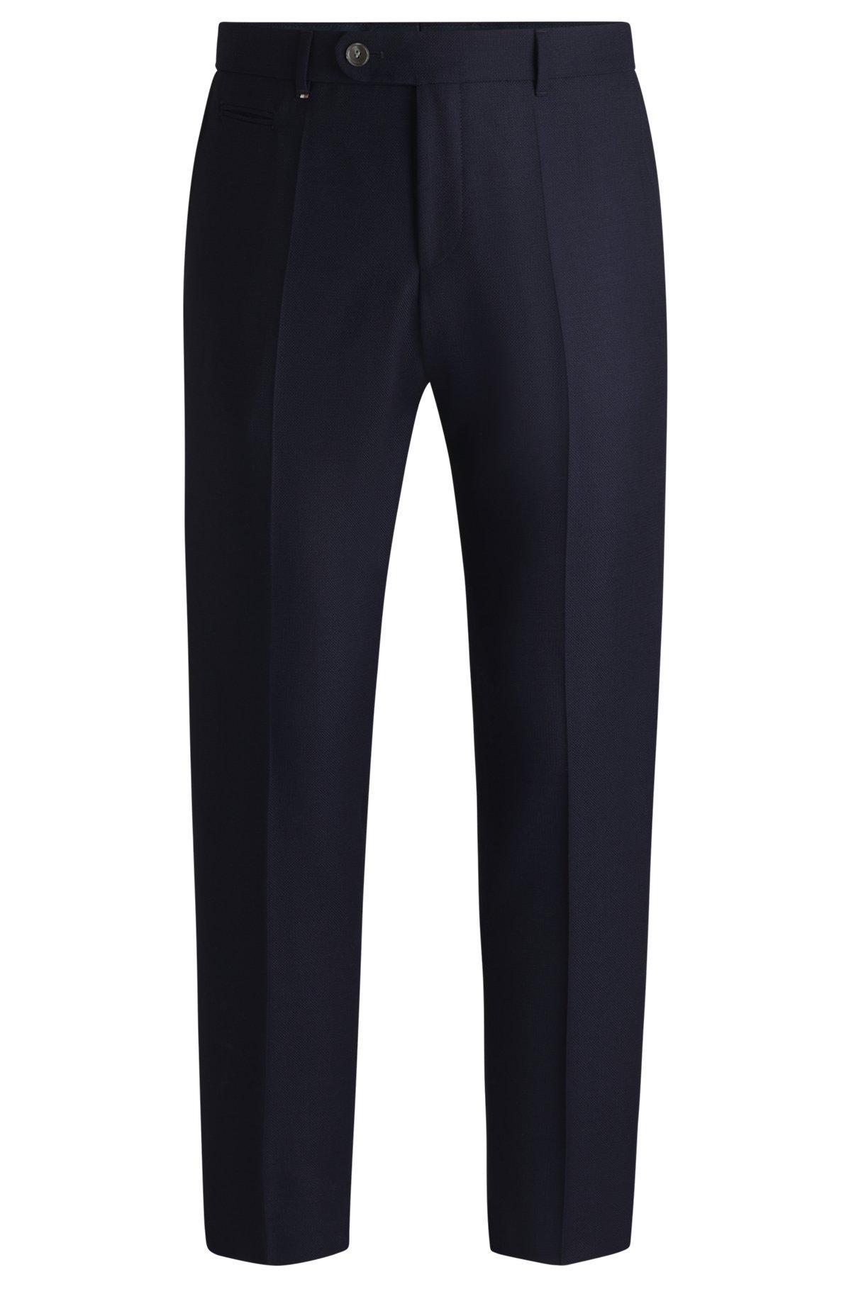 Slim-fit trousers in micro-patterned virgin wool Product Image
