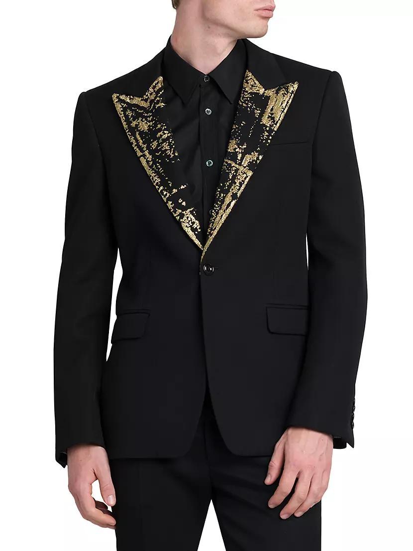 Sequin-Embellished Wool One-Button Suit Jacket Product Image