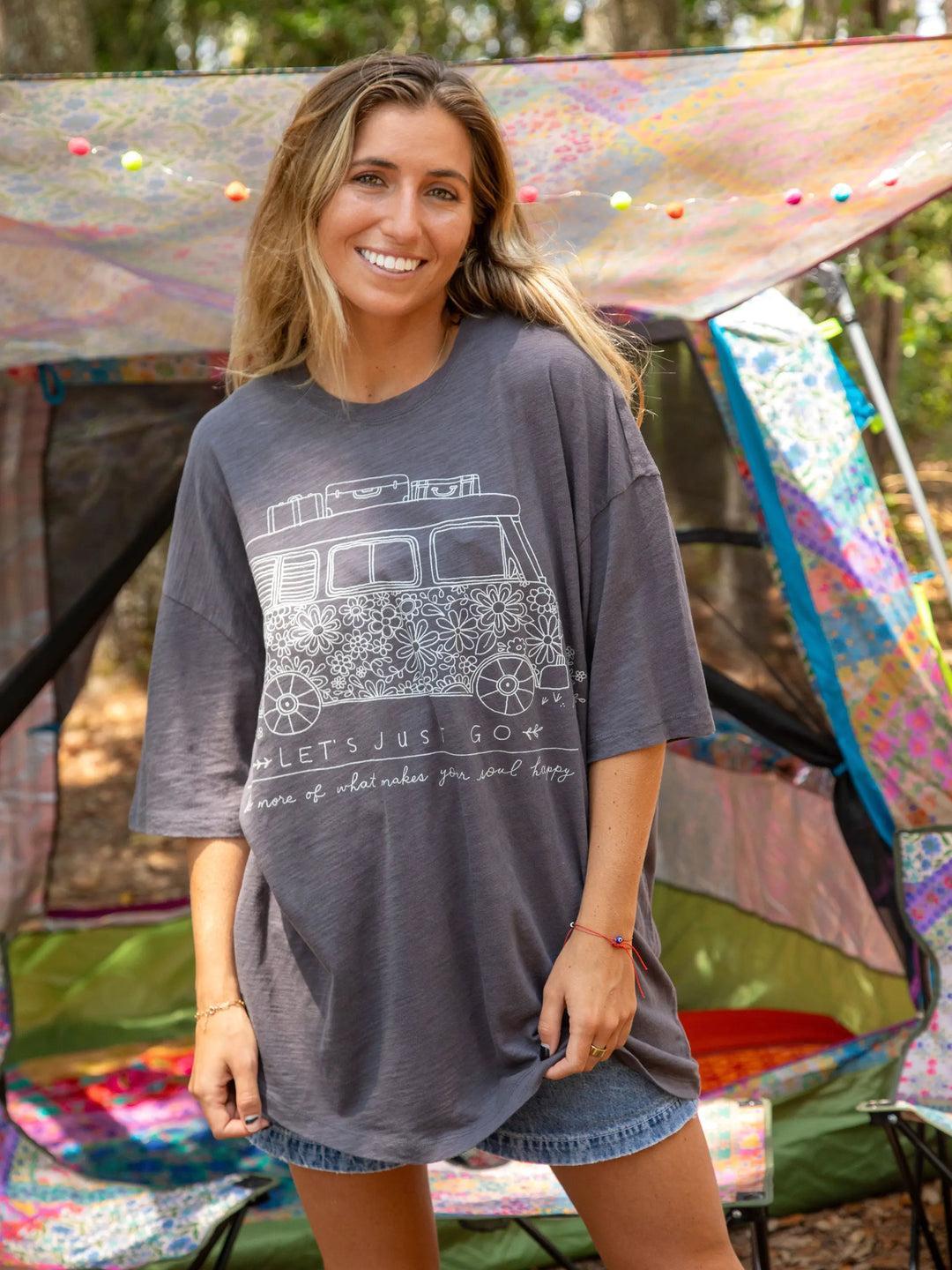 One Size Cotton Easy Tee - Twilight Folk Garden Product Image