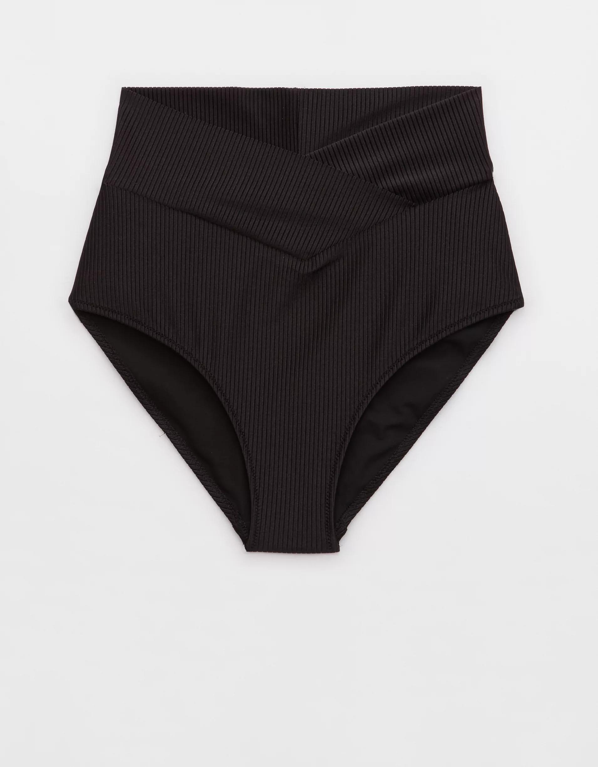 Aerie Shine Rib Crossover High Waisted Bikini Bottom Product Image