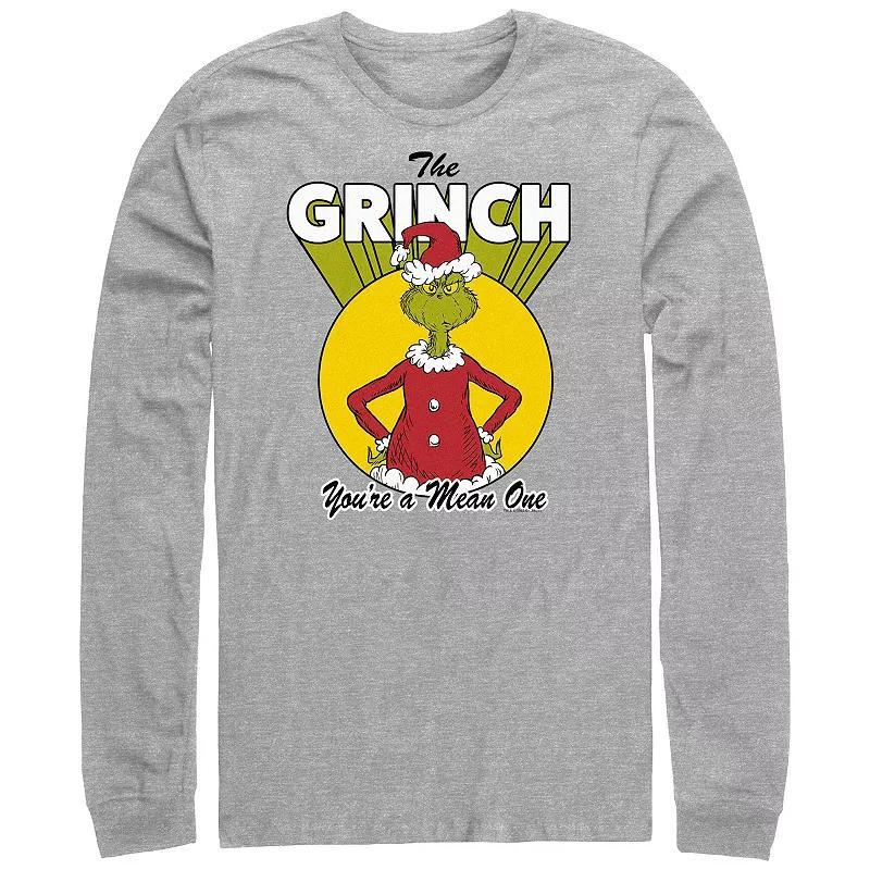 Big & Tall Dr. Seuss The Grinch Youre A Mean One Long Sleeve Graphic Tee, Mens Athletic Grey Product Image