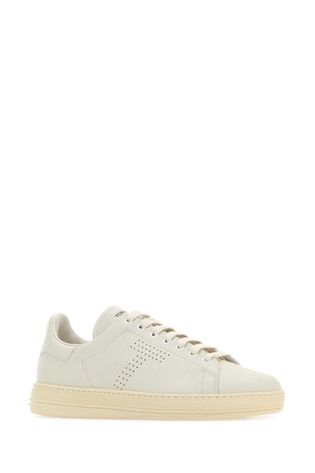 TOM FORD Off-white Grained Leather Warwick Sneakers Product Image