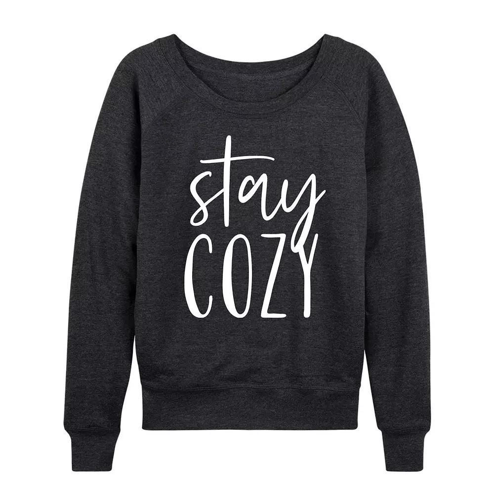 Women's Stay Cozy French Terry Long Sleeve Tee, Girl's, Size: Small, Heather Grey Product Image