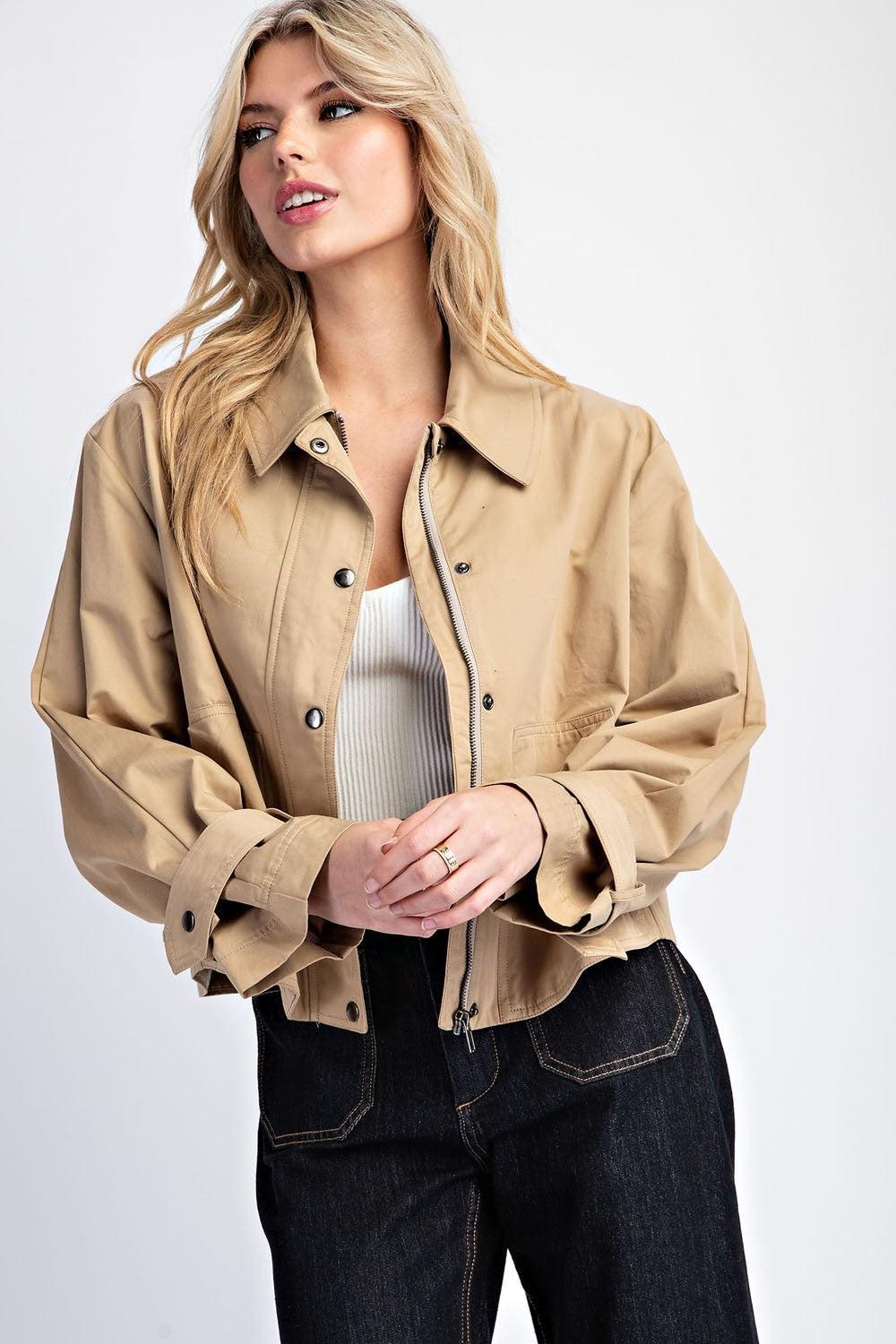 Cropped Trench Coat Jacket Product Image