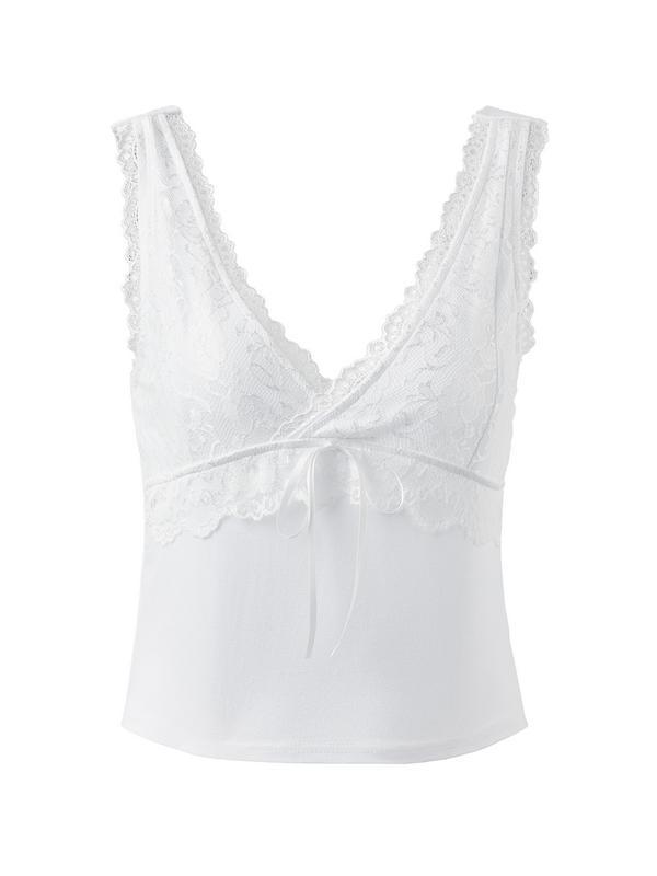 Patchwork Lace Y2K Crop Tank Top Product Image