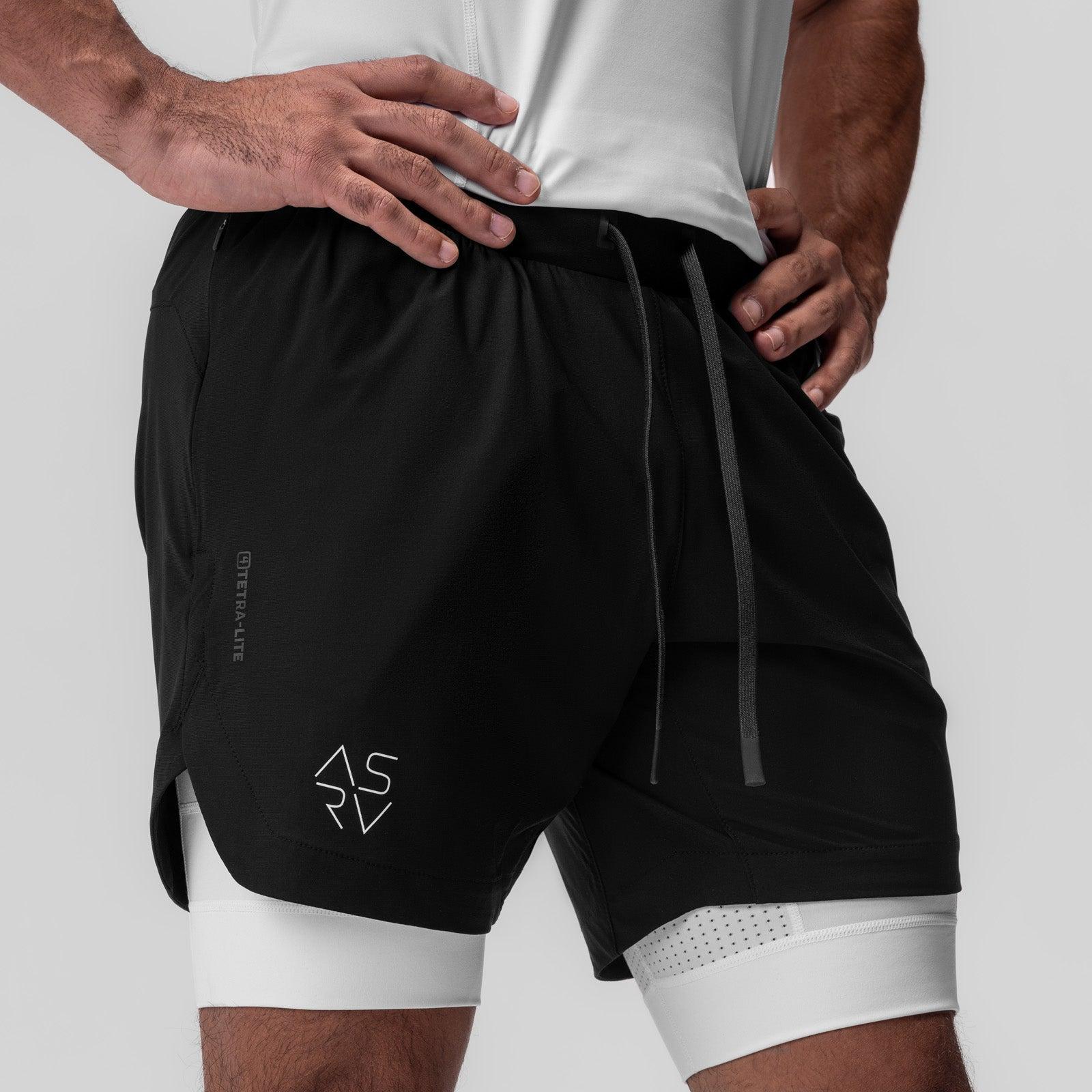 0866. Tetra-Lite® 7" Liner Short - Black "Cyber"/White Male Product Image