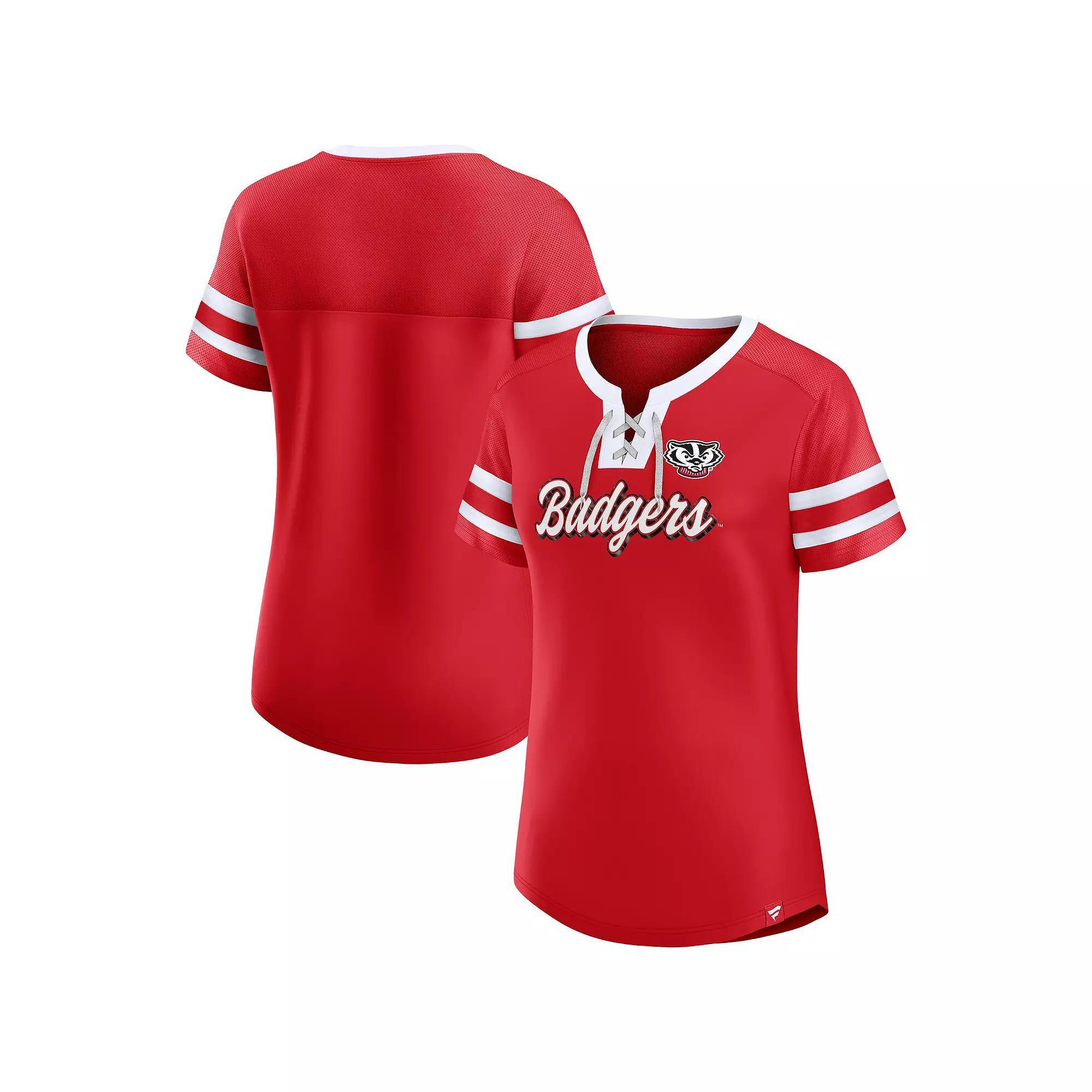 Women's Fanatics Crimson Oklahoma Sooners Iconic Athena Lace-Up T-Shirt,  Product Image