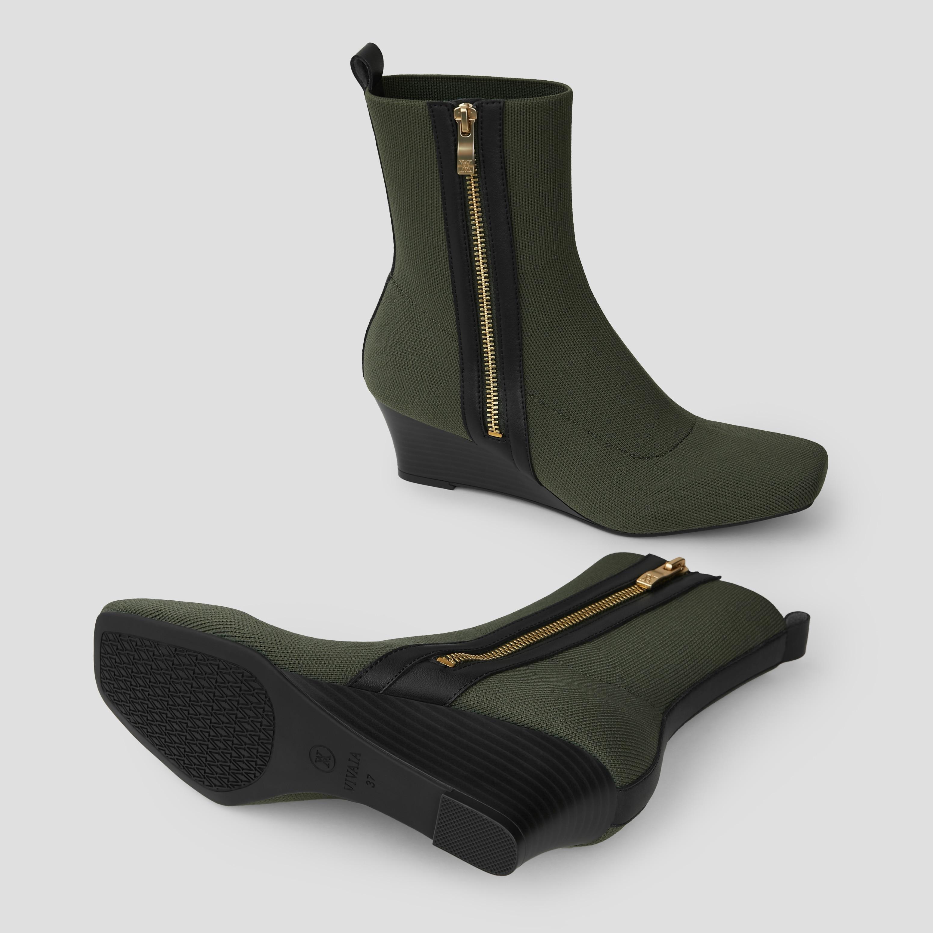 Square-Toe Water-Repellent Zipper Boots (Micaela) Product Image