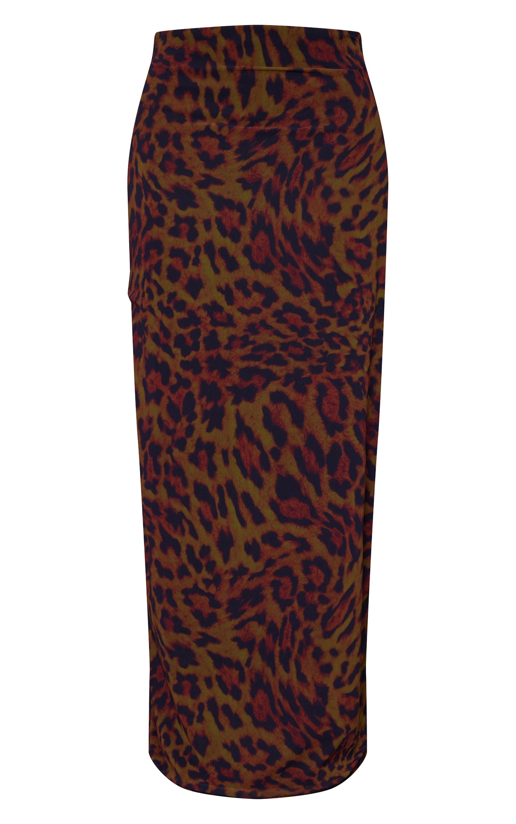 Leopard Printed Chiffon Maxi Skirt Product Image