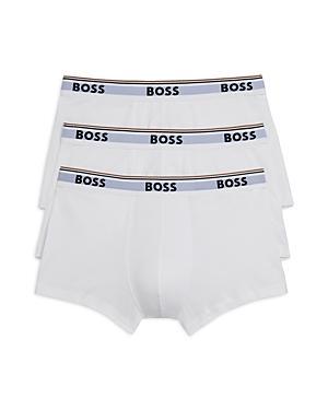 HUGO BOSS Three-pack Of Stretch-cotton Trunks With Logo Waistbands In White Product Image