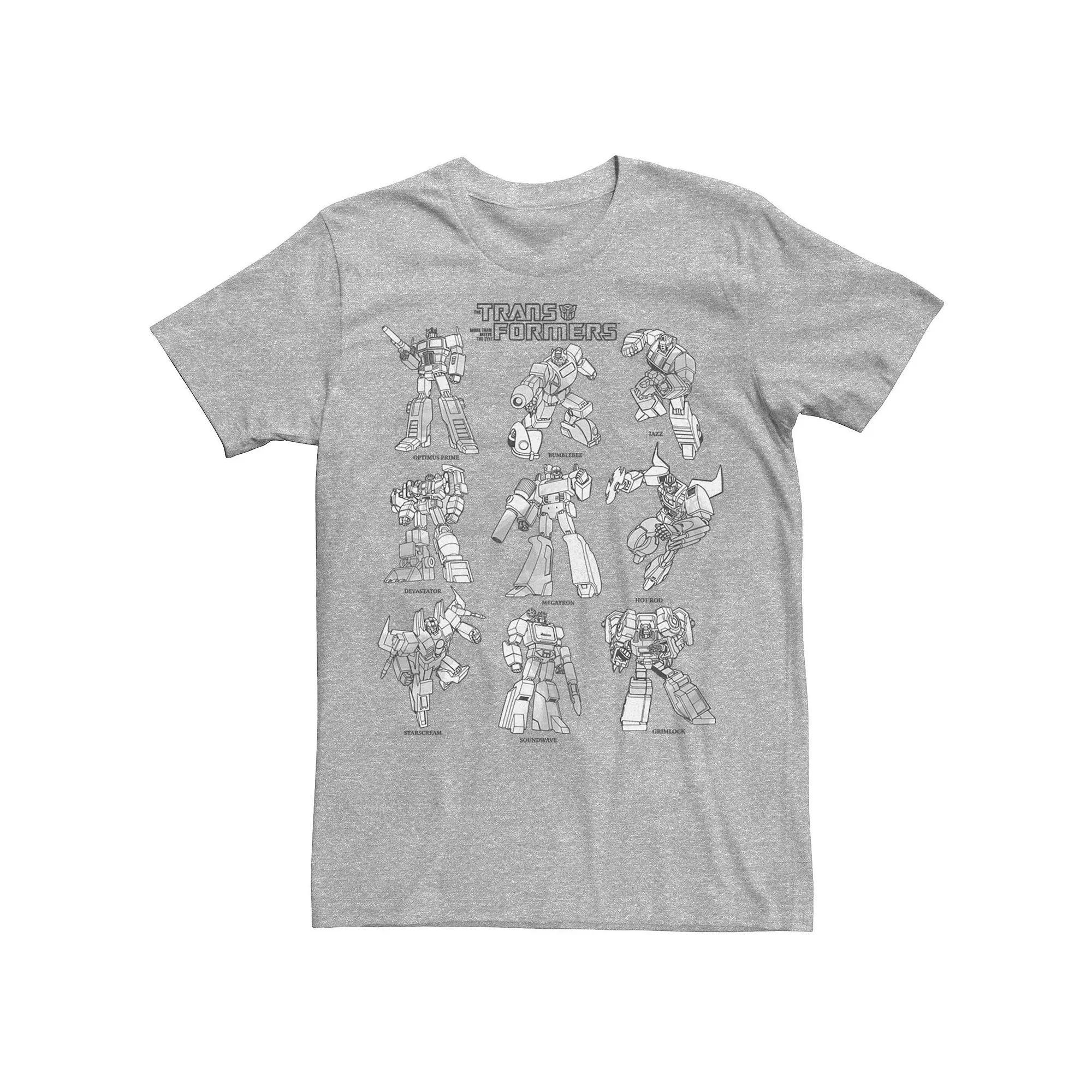 Men's Transformers Sketches Stack Tee, Size: Large, Athletic Grey Product Image