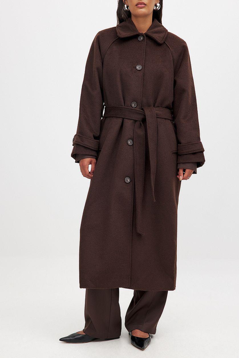 Raglan Sleeve Wool Blend Coat Product Image