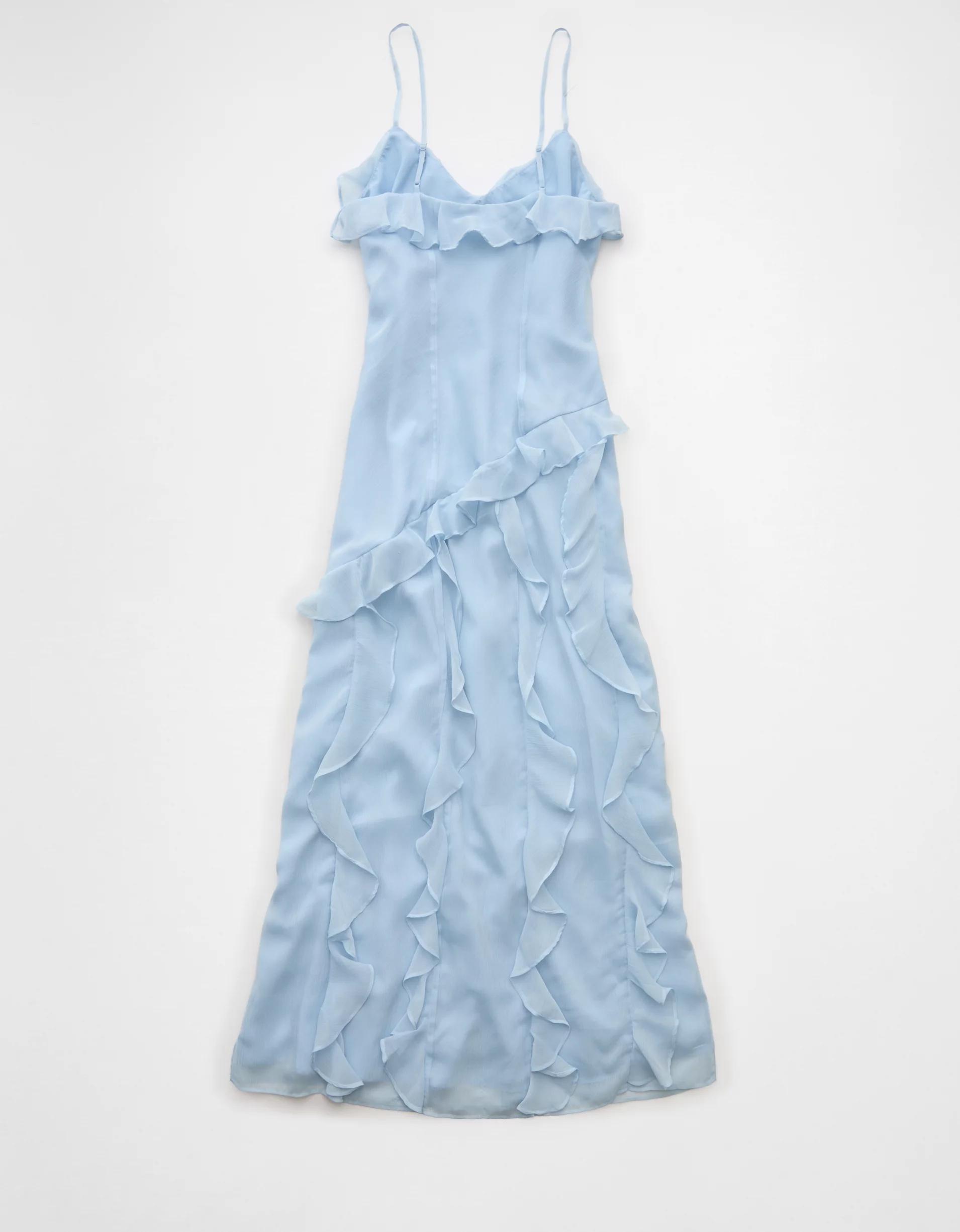 AE Asymmetrical Ruffle Maxi Slip Dress Product Image