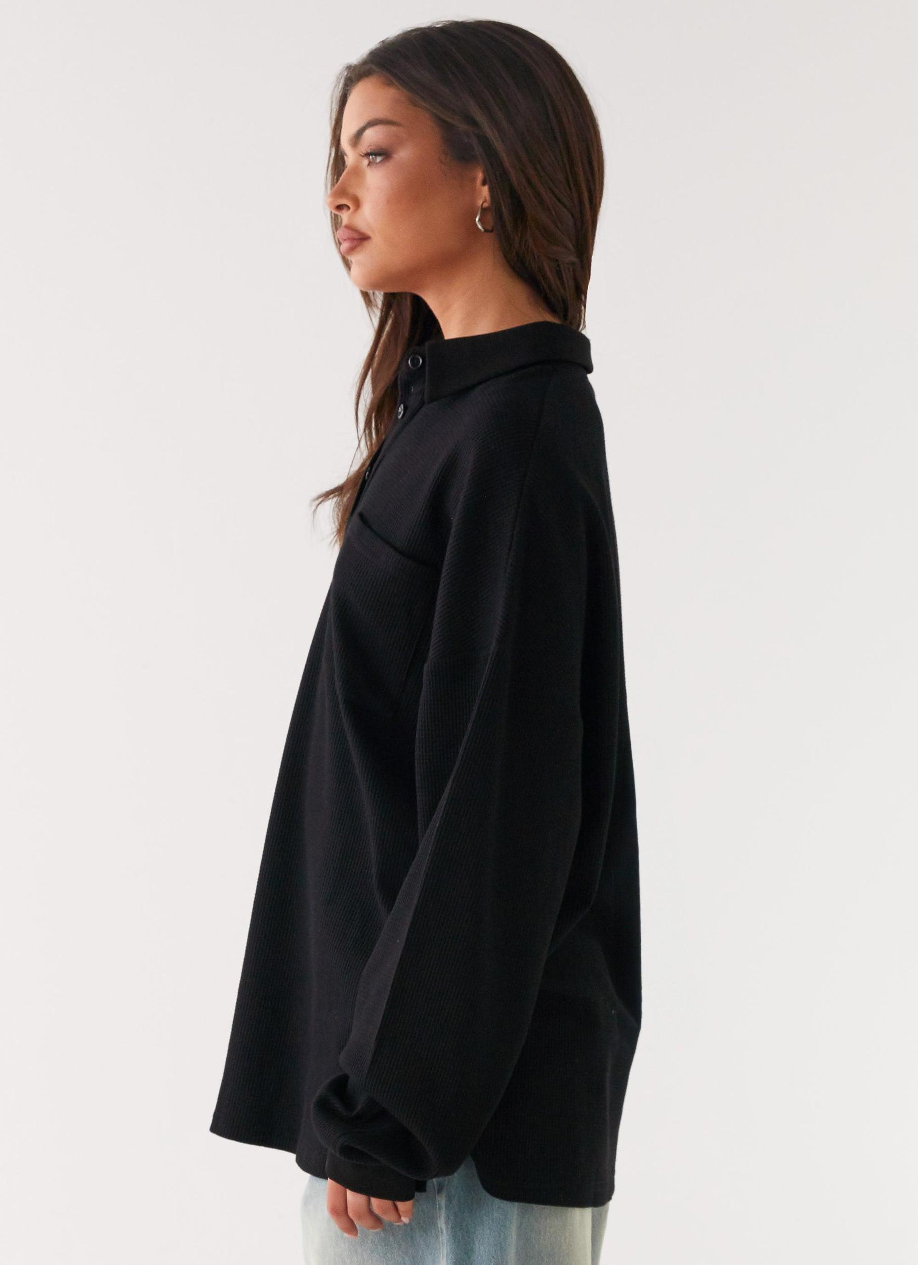 Torrie Oversized Polo Top - Black Product Image