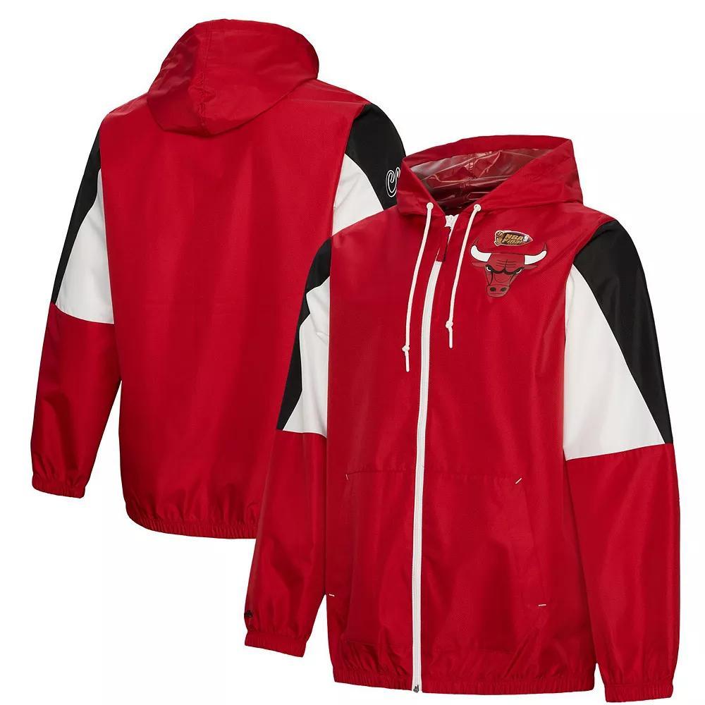 Men's Mitchell & Ness  Red Chicago Bulls Throw It Back Full-Zip Windbreaker Jacket, Size: Large Product Image