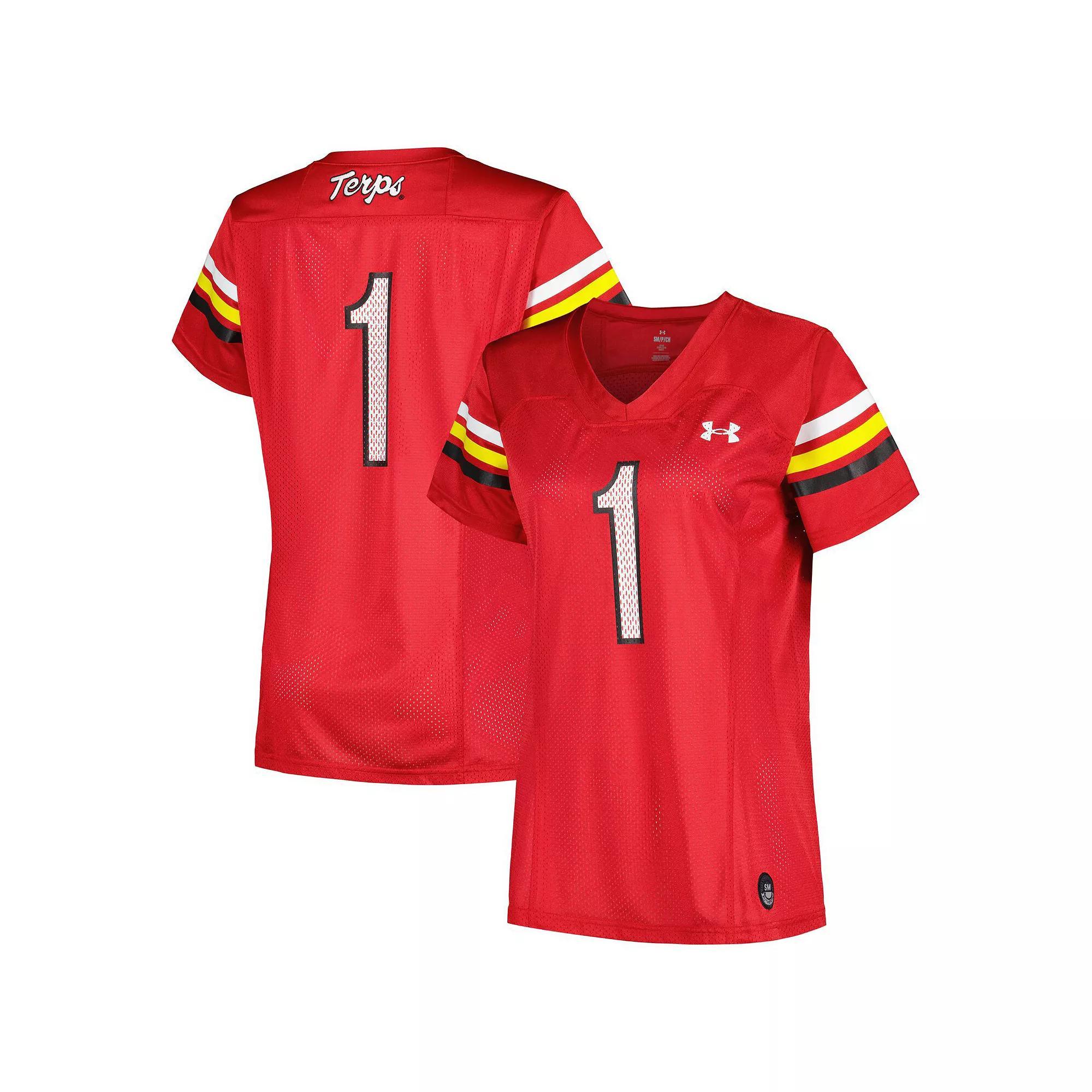 Women's Under Armour #1 Red Maryland Terrapins Replica Football Jersey, Size: XL Product Image