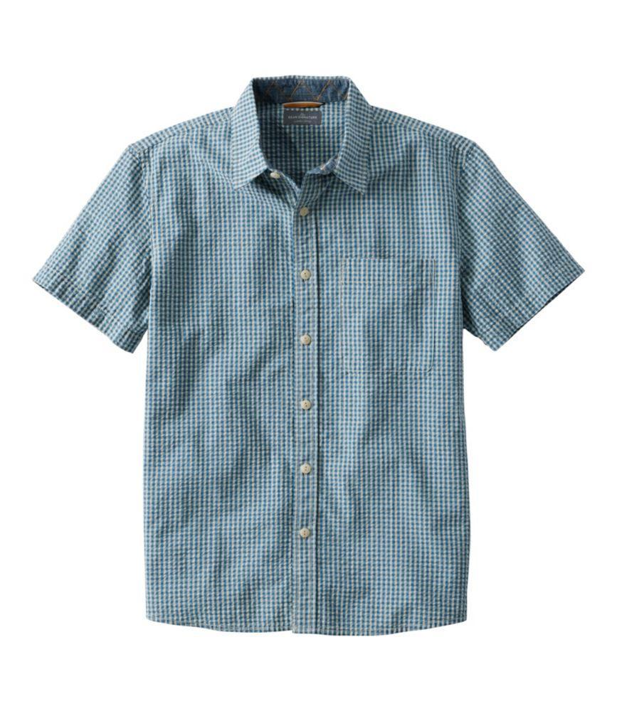 
                            Men's Signature Seersucker Madras Shirt, Slightly Fitted, Short-Sleeve
                         Product Image