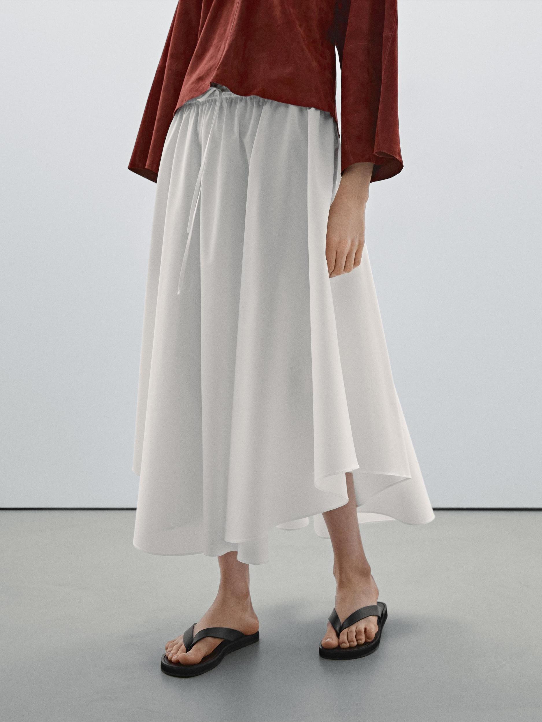 Flowing asymmetric midi skirt Product Image