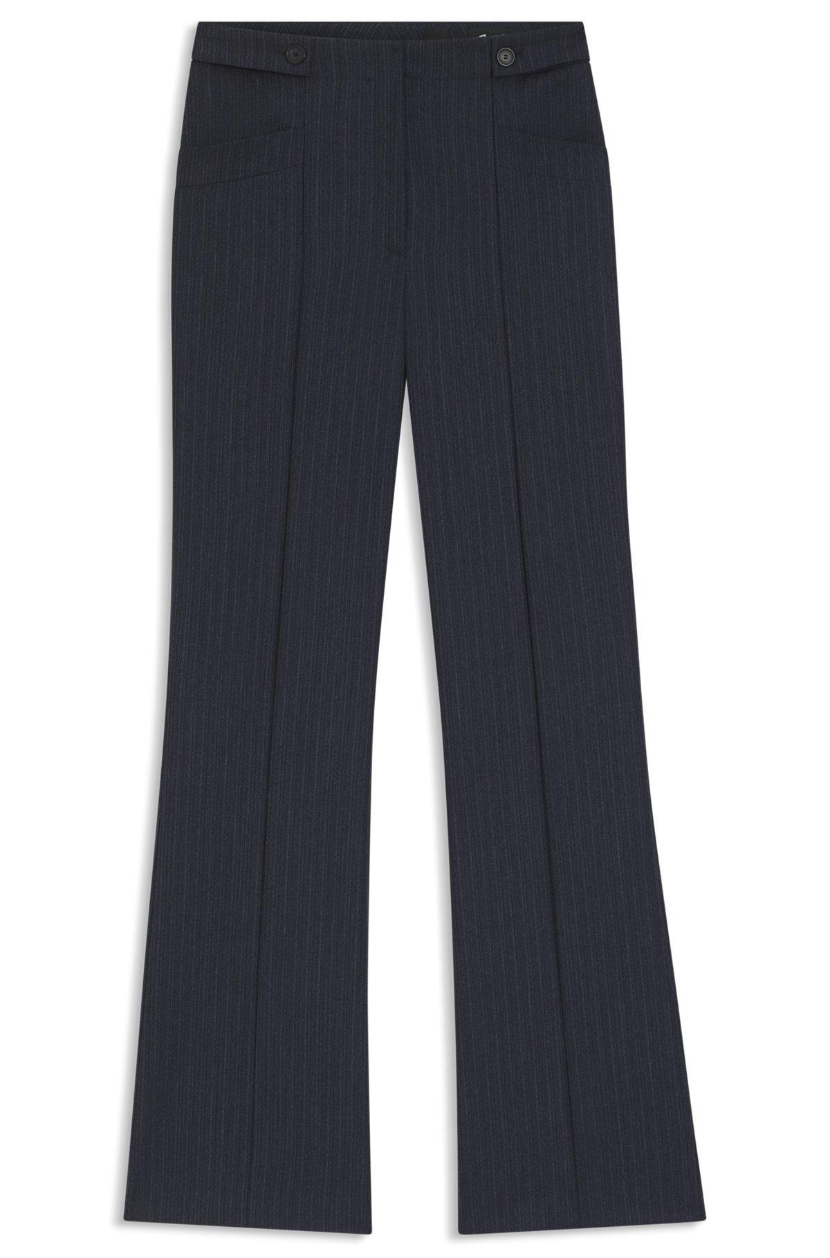 Regular-fit bootcut pants in patterned virgin wool Product Image