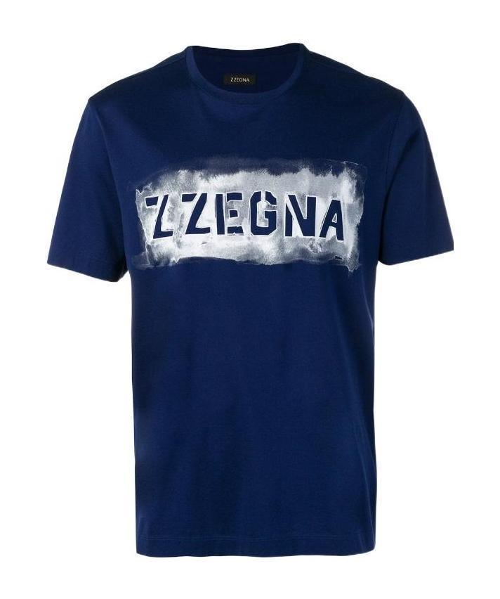 ZEGNA Round-necked T-shirt In Blue Product Image